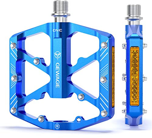 GEWAGE Fahrradpedale 9/16 Zoll - Pedale mit Reflektoren, 3 abgedichtete Lager, Aluminium-Legierung, für Mountainbike, BMX, Rennrad (Blau)