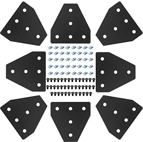 Iverntech 8 Stück Aluprofil Verbinder T-förmige Eckhalterungs-Verbindungsplatte für 8 mm Schlitz 4040 Aluminiumprofil mit 40 Stück M8 Muttern+ 40 Stück M8 Schrauben+1 Stück Schraubenschlüssel