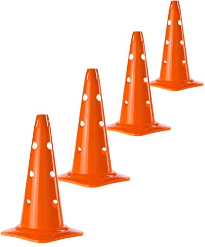 SPORTIKEL24 Agility Pylonen 40 – 4er Set – Farbe Orange – kompatibel mit ø 25 mm Stangen – höhenverstellbar für Agility & Hürdenparcours