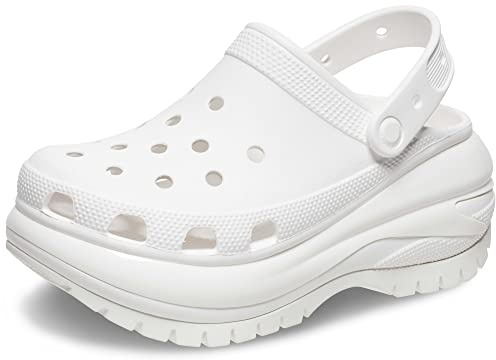 Crocs Scarpe Classiche da Donna Mega Crush con Plateau, Bianche, Taglia 40