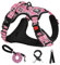 NESTROAD Hundegeschirr Mittelgroße Hunde Kariertes Rosa, Größe M Anti Zieh Geschirr für Hunde Mittel, Halsumfang 33~43CM Brustumfang 43~64CM, Hundesicherheitsgurt Sicherheitsgeschirr Hund Gepolstert