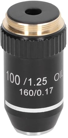Microscope Objective Lens Oil Immersion High Power Lens Replacement 100X Magnification 20.2mm Interface Brass Material