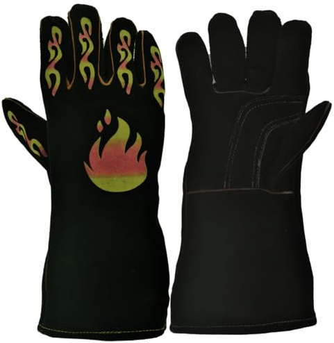 Guanti da barbecue, resistenti al calore, guanti da forno in silicone antiscivolo, guanti lunghi da cucina per barbecue, cucina, cottura, taglio