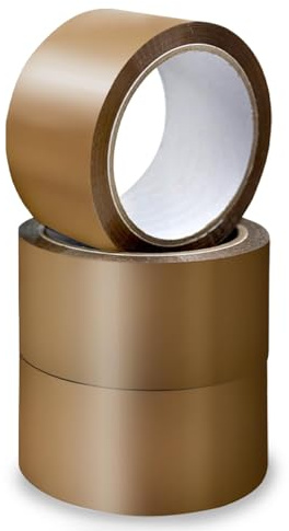 Stick Well Packaging Tape, Industrial Brown Parcel Tape 3 Rolls With Low Noise - 48mm X 66m, Secure Sticky Brown Tape For Box Packaging, Moving Boxes, Packing Tape Strong For Moving House (3 rolls)