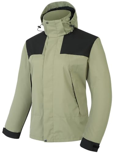PADOLA Veste Femme mi Saison Veste imperméable Veste de Pluie Randonnée légère Softshell Respirant Coupe Vent Chic Trench Coat Poncho Cape Pluie Manteau Automne Hiver Printemps été (2 Vert, L)