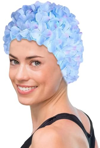 Cuffia da bagno con fiori, adorabili berretti da bagno, cuffia da bagno floreale vintage | cuffia da bagno in tessuto stile retrò con fiori, cuffia da bagno per donna, capelli lunghi e corti, per
