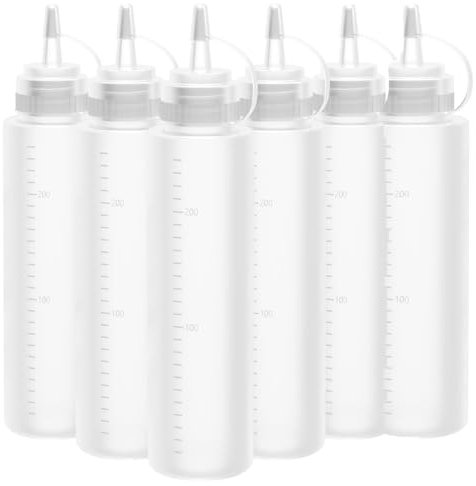 Dolaso Squeeze Flasche, 6 Stück 250ml 8oz Plastik Quetschflasche Mit Kappen - BPA Frei,Kein Leck Condiment Flaschen für Malen,Backen,Ketchup,scharfe Soße,Olivenöl, Saucenflasche