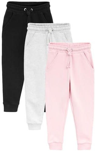 NEXT Fille Pantalon de Jogging Regular en Jersey Doux, Lot de 3 Rose/Gris/Noir 5 Ans