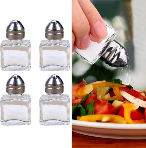 Salzstreuer, Salz- & Pfefferstreuer, Salz- und Pfefferstreuer, Pfefferstreuer, Mini Salz- und Pfeffersets, mit Trichter Kleiner Würfel Glas Gewürzstreuer Behälter für Küche Restaurant Reise Camp Party