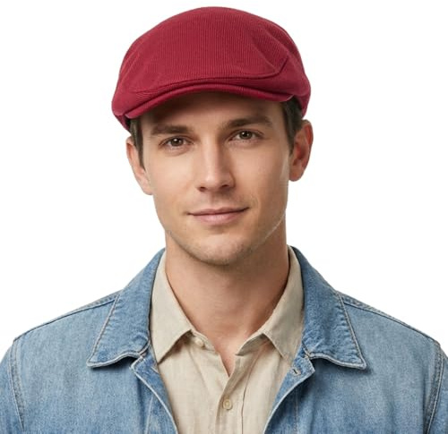 HIQIU Casquette plate en tricot pour homme Printemps Automne Solide Casquette plate Homme Newsboy lierre Chapeau Casual Femme Béret