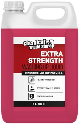 Chemical Trade Store - Rhubarb Washing Up Liquid - High Strength Washing Up Liquid for Commercial Kitchens & Home Use - Long-Lasting Foam Cuts Through Grease - 5L