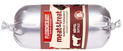Fleischeslust Hundewurst | Meat & Treat Büffel (15x200g) | Trainingswurst | schnittfest | Hundesnack | Leckerli für Hunde