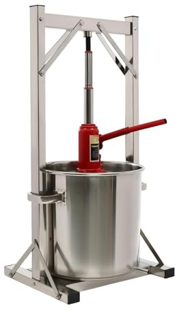Pressa per frutta da 22 litri, acciaio inossidabile 304 per uso alimentare, spremiagrumi da 150 kg di potenza, doppio barile manuale in acciaio inossidabile con filtro per vino, adatto per