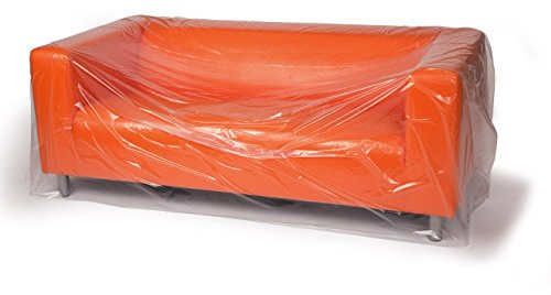 124 x 45 x 3 mil 90 Sofa Clear Eco-Manufactured Plastic Furniture Covers (Roll of 40)