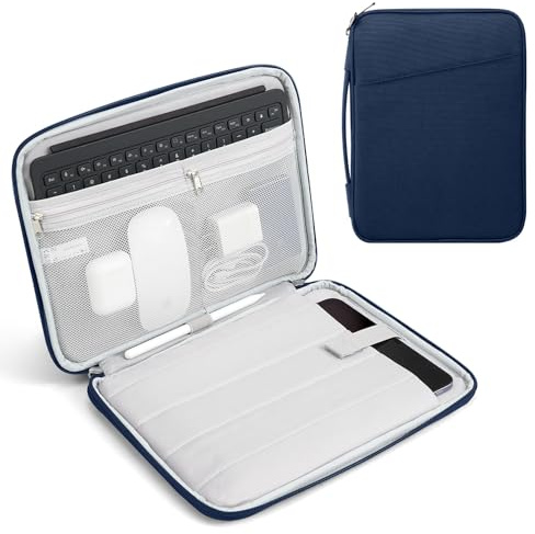 TiMOVO 9-11 Étui pour Tablette, Compatible avec iPad 11 A16 2025, iPad 10,9/10,2/Air 11 5e/4e Gén.10,9, Galaxy Tab A9+/A11 Plus 11, Sac de Protection avec Poches, Indigo