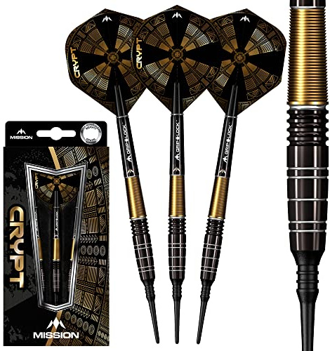 MISSION Crypt Black & Gold PVD M1 90% Soft Tip - Fléchettes Pointe Plastique 20g