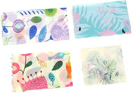 Cabilock Food Wraps 4 Pack Beeswax Wrapping Cloths Natural Organic Cotton for Kitchen Snack Shop Cafe