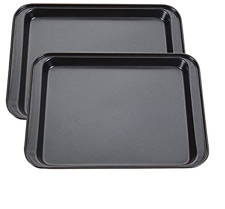 Teglie da Forno Piccole Teglie da Forno Oblunghe/Quadrate Teglie da Forno in Acciaio al Carbonio Teglie da Forno per Biscotti (Color : 2pcs Square Pan) (2pcs Rectangle Pan)