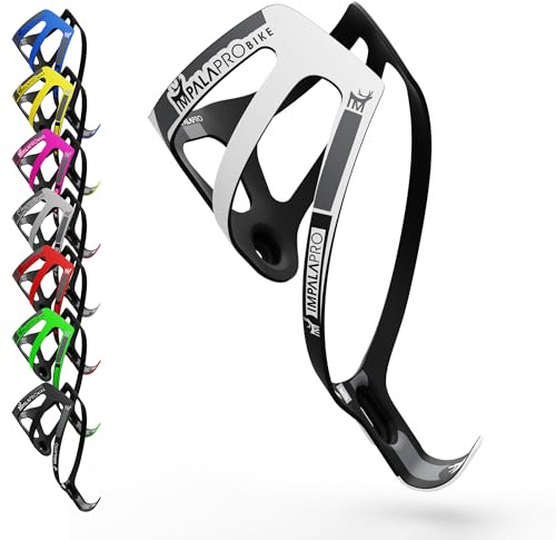 IMPALAPRO Portabidon Bicicleta Fibra De Carbono Ultraligero Y Resistente 18gr - Portabidon Carbono - Soporte Botella Bicicleta - Porta Botellas para Bicicleta - MTB Y Carretera (Blanco)