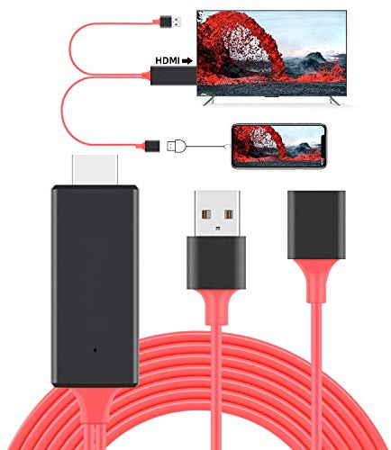Tsemy Cavo adattatore HDMI a USB, cavo Dongle femmina a HDMI maschio HDTV per telefono Android OS a schermo TV proiettore (rosso)