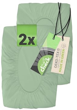 Emily´s Check 2er Pack Spannbezug für Nackenkissen Gesundheitskissen 1596.2323, 35-40 x 55-60 cm, Salbei