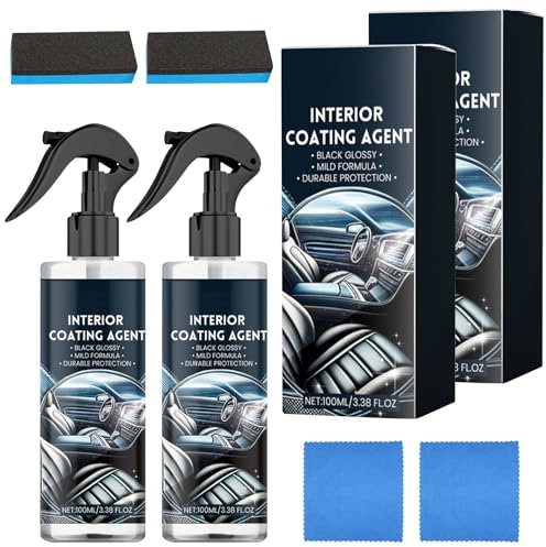 Auto Innenraum Reiniger Set, 200 ml Profi Innenraumreiniger Set mit Schwamm Handtuch, Auto Reinigungsset Innenraum, porentiefe Reinheit für Kunststoff, Polster, Leder, Entfernt störende Gerüche
