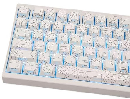 131 Tasten PBT Keycaps Dye Sub Cherry Profile White Key Caps Topographic Tastenkappen für 61/64/87/104/108 Cherry Mx Schalter Mechanische Tastatur