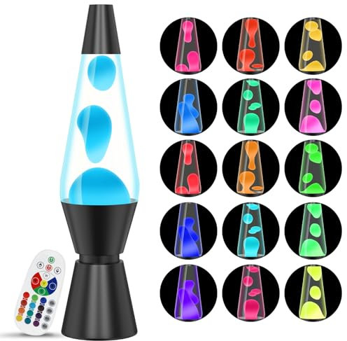 LED-Lampe, 37 cm, mit Farbwechsel, flüssig, weiß und weißes Wachs, schwarzer Helm, Retro, Astro-Lampe für Heimdekoration, schönes Licht, Geschenk für Weihnachten