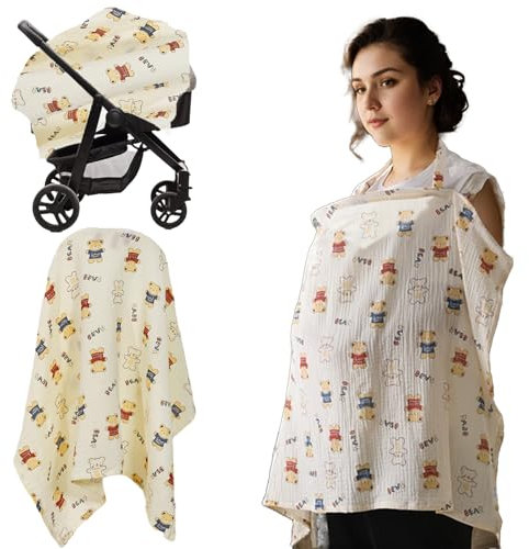 Breastfeeding Cover,Stilltuch Stillschürze für Mama, Baby Stillhütchen Weich 360°, Baumwolle Atmungsaktive Baby Stillschürze für Sichtschutz