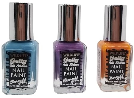Barry M Wildlife Gelly Hi Shine Vegan Nail Paint Set of 3 shades | 10ml each (Desert Orange, Native Purple, Ocean Blue)