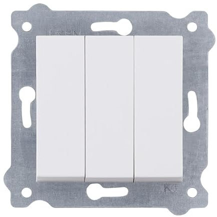 EXEN - Incasso Interruttore da Parete - Triplo Interruttore Luce da Muro On/Off Bianco 3-Vie - All-in-One Compatibile con le Serie KARELL/ODAK/COMFORT - 213/01E