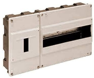 Caja empotrar para 12 elementos en color marfil, ideal para instalaciones eléctricas y distribución de circuitos.