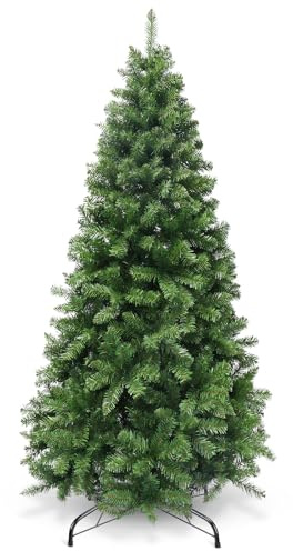 YEAUPE PRO Premium konstgjord julgran, med 800 spetsar, snabbmonterad, viksystem, naturtrogna täta grenar, konstgjord inkl. metallstativ och 9 m rosett (170 cm, grön)