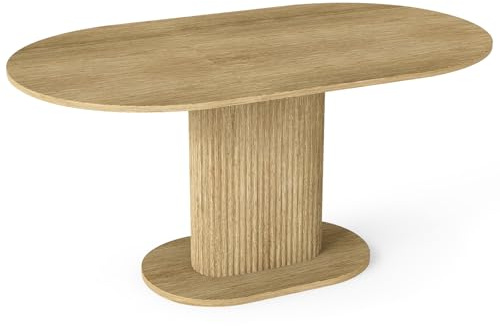 JIJIAN Tavolo da Pranzo in Legno, Tavolo da Cucina, Tavolo da Soggiorno, Tavolo da Pranzo Ovale 160x90 cm, Tavoli da Pranzo Facili da Pulire e Resistenti ai Graffi, Colore Rovere