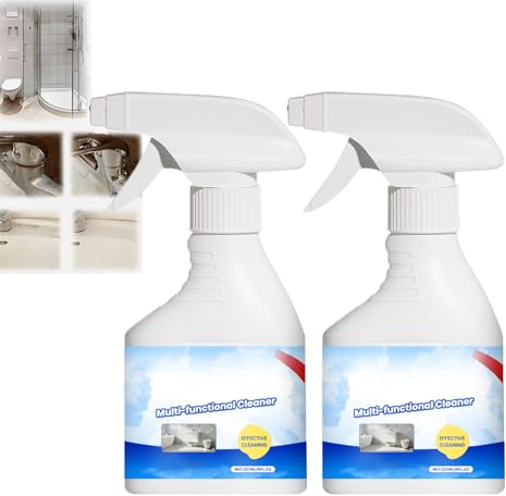 Spray multifunzione per la pulizia della schiuma da cucina potente, smacchiatore e grasso per piani cottura, rimuove macchie di grasso e olio e efficace detergente per calcare (2 pezzi)