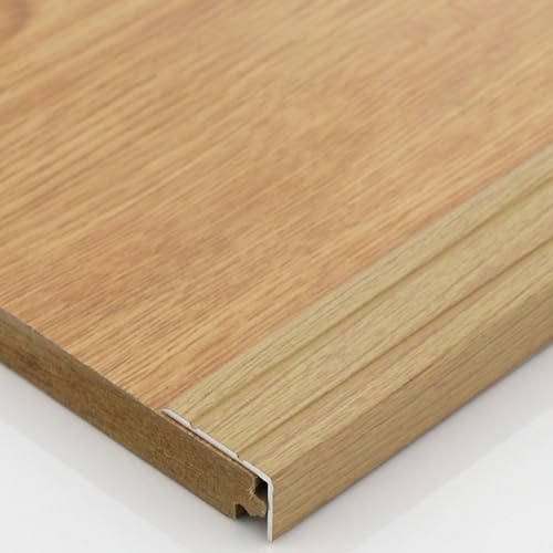 Metalltrappkantsprofil för vinylgolv, 99,1–101,6 cm, halkfri trappkantlist, trappkantprofil/laminatgolvkantsprofil, kakelövergångslist med träådringsoptik, trappsteg