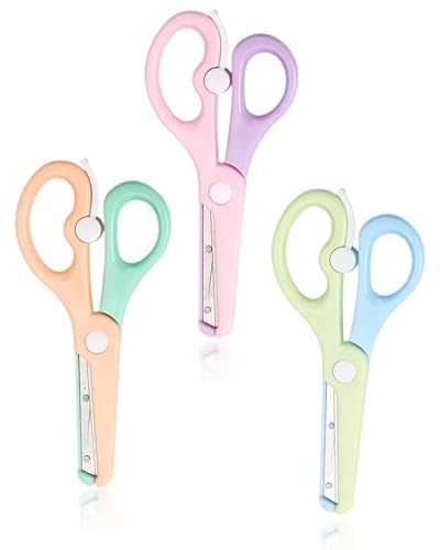 LEEQBCR 3 pezzi Forbici per Bambini con Dispositivo di Sicurezza, Rivestimento in Plastica | da 1 Anno di Età in Su