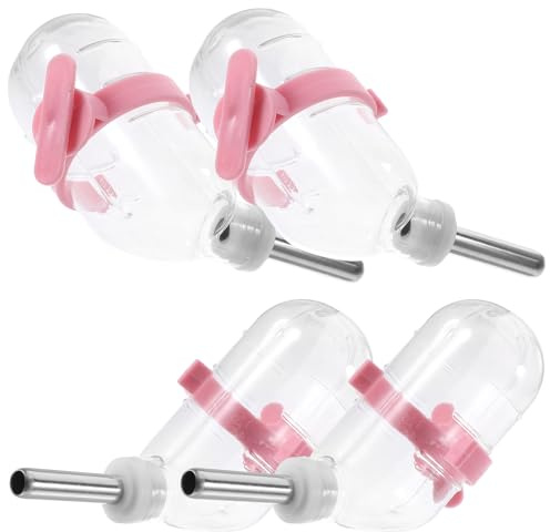 POPETPOP Automatic Pet Waterer Drinking Bottles 4Pcs Leak-Proof Design for Hamsters Guinea Pigs Small Animals Easy Hydration
