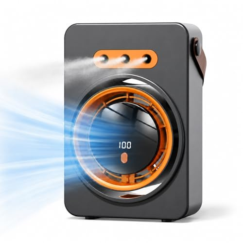 Ventilatore da Tavolo con Umidificatore – Ventilatore Silenzioso con Raffreddamento ad Acqua, 2 in 1 Ventilatore e Umidificatore, Sospeso e Posizionabile, per Ufficio, Camera da Letto, Passeggino