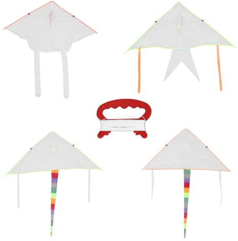 Beaupretty 4 Pack Diy Blank Kite Kit for Kids with Swivel Lines White Polyester Plain Kites for Painting and Creative Outdoor Activity Easy to Fly Summer Toy for Children