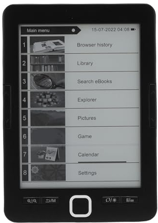 Yinhing Lettore di Ebook Portatile da 8 GB con Schermo a Inchiostro da 6 Pollici Supporta più Formati per la Lettura Evidenziando l'ascolto di Audiolibri per l'uso Domestico in Viaggio