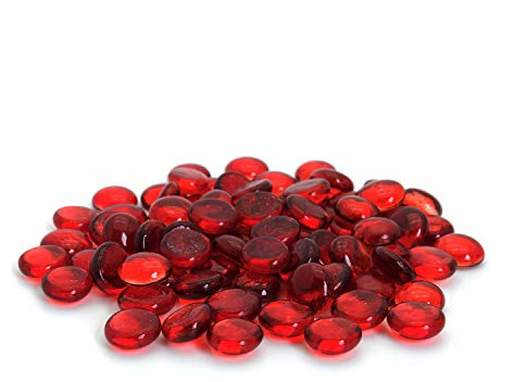 Royal Imports Glass Flat Marbles Stones Rocks, Party Table Scatter, Wedding Centerpieces Decor, Aquarium Pebbles, Vase Filler Gems, 5 LBS (Approx 500 pcs), Red