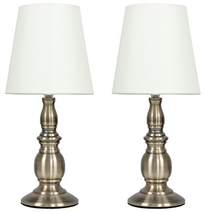 MiniSun | Antique Brassed Touch Table Lamps with Cream Shades | Table Lamps, Home Décor & Improvement Essential | Set of 2