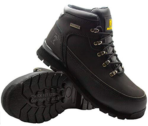 Mens Leather Safety Light Weight Work Ankle Boots Steel Toe Cap Shoes Trainers (9 UK) Black