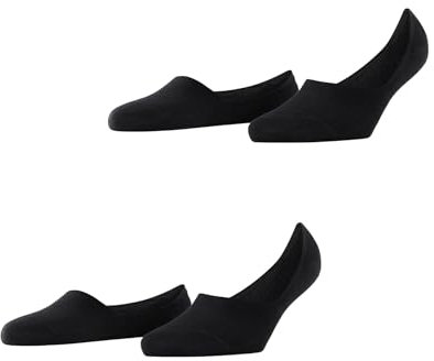 Burlington Damen Füßlinge Everyday Multipack W In Baumwolle unsichtbar einfarbig 2 Paar, Schwarz Black 3000, 39-40