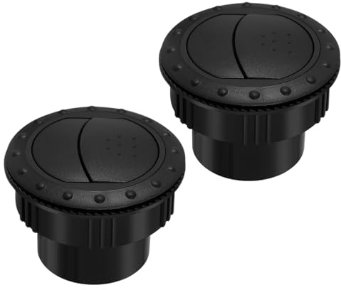 FAVOMOTO 60 mm Calefacción interior del coche A/ventilación cubierta salida, salpicadero, aire acondicionado, aire negro, salida redonda y Louvered Dash para remolques de autocaravanas