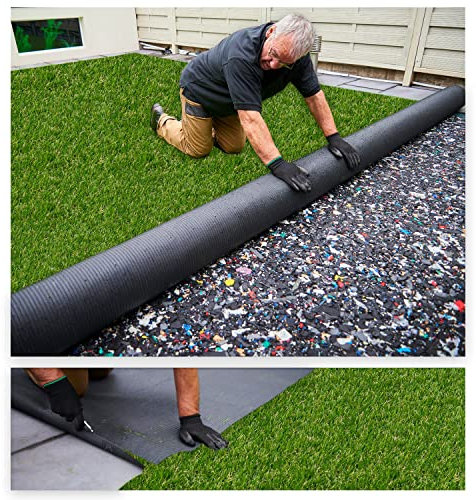 MDEKOR Kunstrasenteppich Outdoor - Kunstrasen wetterfest, Rasenteppich Meterware Grün 150x200 cm, Balkon Bodenbelag wasserdurchlässig mit Drainage 200 cm breit in Echtrasen-Optik