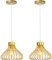 iDEGU 2 Stück Hängelampen Industrielle Pendelleuchte 23cm Lampenschirm aus Metall im Käfig Design Schwarz Vintage Lampe für Küche Esszimmer Schlafzimmer Wohnzimmer Flur Bar Restaurant (Gold)