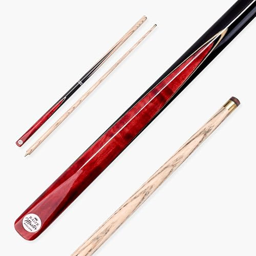 Conquest 2 Piece Snooker & Pool Cue with 9.5mm Layered Pro Tip (Red)