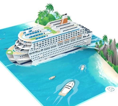MOKIO® Biglietto Auguri Viaggio Pop-Up – Nave da Crociera – Biglietto Regalo 3D per una crociera o vacanza, Biglietto Viaggio Crociere